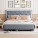 All-in-one Space Saving Bed Underbed Storage Platform Bed with 2 Drawers, Trundle, Light Strip Wingback Tufted Headboard Frame