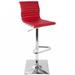 Contemporary Adjustable Barstool with Swivel in Red Faux Leather by LumiSource