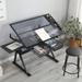 Height Adjustable Drafting PrintingTable -Tempered Glasses Artist Drawing Table Tilted Tabletop with Chair