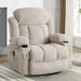 Swinging Recliner Massage Heated Sofa w/USB&2Cup Holders,Pockets,Beige