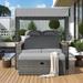 Merax Rattan Outdoor Patio Recliner with Roof, Adjust Backrest