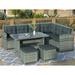 Gray 6-Piece Outdoor Rattan Patio Furniture Sectional Sofa Set for 8 People with Removable Cushion Cover