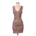 Windsor Cocktail Dress - Mini: Brown Marled Dresses - Women's Size Small