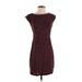 Ann Taylor LOFT Casual Dress - Sheath: Burgundy Hearts Dresses - Women's Size X-Small