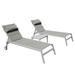 3 PCS All Weather Aluminum Pool Lounge Outdoor Adjustable Recliner Chairs with Side Table