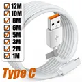 Cavo USB tipo C Cavo di prolunga 12/10/8/6/5/3/2/0,3M per Xiaomi Samsung Cavo di ricarica per laptop Cavo di prolunga universale di tipo C