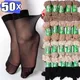 Lot de 10/50 Pièces de Chaussettes Noires pour Femme Bas Sexy Ultra-Minces en Nylon Transparent