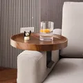 Mini Solid Wood Round Tray Shelf Family Living Room Sofa Side Table Small Coffee Table Bedroom Small