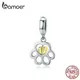 bamoer Gold Color Dog Paw Pendant Charm for Women Charms Bracelet & Bangle Heart 925 Sterling Silver