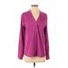 Calvin Klein Long Sleeve Blouse: Purple Solid Tops - Women's Size Small