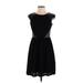 Betsey Johnson Cocktail Dress - Fit & Flare: Black Grid Dresses - Women's Size 4