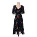 Calvin Klein Casual Dress - Midi: Black Floral Motif Dresses - Women's Size 2