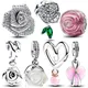 925 Sterling Silver Beads Sparkling Rose in Bloom Charms Fit Pandora Charm Original Bracelet Beads