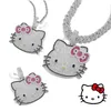 Hallo Kitty Hip Hop Halskette Anime Sanrio Anhänger Ins Trendsetter Hip Hop Männer Frauen Zirkon Pulver Solid Kit Halskette Großhandel