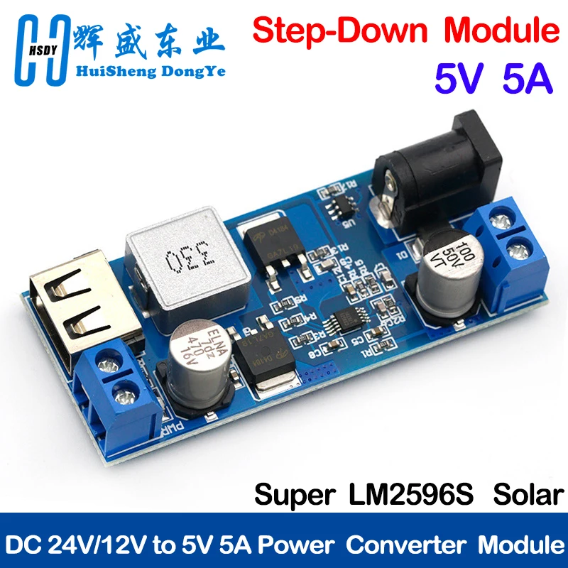 Convertitore buck di alimentazione step down DC-DC da 24 V/12 V a 5 V 5A Sostituisci il modulo di ricarica step-down USB regolabile LM2596S per il telefono