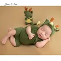 Drachen Baby Kostüm Neugeborene Fotografie Requisiten Kleidung grünen Hut Kurzarm Stram pler Studio
