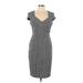White House Black Market Casual Dress - Sheath V Neck Short sleeves: Gray Dresses - Women's Size 10