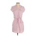 Jack by BB Dakota Casual Dress - Shirtdress V Neck Short sleeves: Pink Print Dresses - Women's Size X-Small