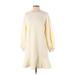 Mare Mare X Anthropologie Casual Dress - A-Line Crew Neck 3/4 sleeves: Ivory Print Dresses - Women's Size Small Petite