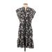 Rebecca Taylor Casual Dress - Mini V-Neck Short sleeves: Gray Floral Dresses - New - Women's Size 0