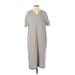 Uniqlo Casual Dress - Midi V-Neck Short sleeves: Gray Print Dresses - Women's Size X-Small