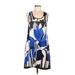 Club Monaco Casual Dress - Mini Scoop Neck Sleeveless: Blue Floral Dresses - Women's Size 6