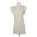 Zara Casual Dress - Shift Crew Neck Sleeveless: Ivory Solid Dresses - Women's Size Small