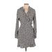 Nobody's Child Casual Dress - Wrap: Gray Floral Dresses - Women's Size 10