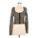 Mi ami Cardigan Sweater: Brown Leopard Print Sweaters & Sweatshirts - Women's Size Medium