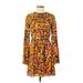 Tanya Taylor Casual Dress - Mini High Neck Long sleeves: Yellow Floral Dresses - New - Women's Size 2
