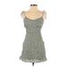 Abercrombie & Fitch Casual Dress - Party V-Neck Sleeveless: Green Print Dresses - Women's Size X-Small