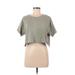 Forever 21 Short Sleeve T-Shirt: Green Solid Tops - Women's Size Medium