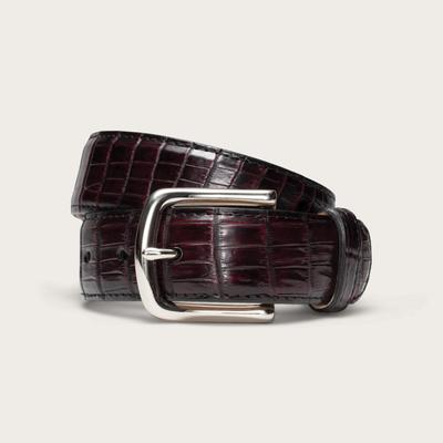 Tecovas Men's Crocodile Belt, Black Cherry, Size 42