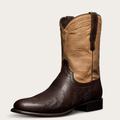 Tecovas Men's The Wade Roper Boots, Round Toe, Chocolate, Smooth Ostrich, 1.125" Heel, 10.5 EE