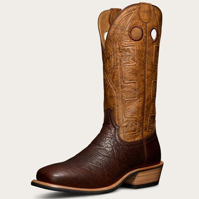 Tecovas Men's The Cody Boots, Broad Square Toe, 13.5" Shaft, Chocolate, Bison, 2" Heel, 12.5 EE