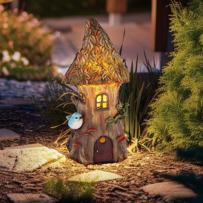 Feenhaus für den Garten Solar Solardeko für Außen Garten Solarleuchten für Außen Deko Figur, Image