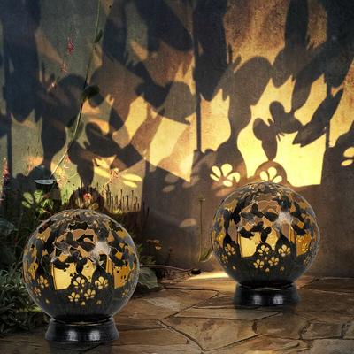 Solarlampen für Außen Balkon Deko Gartendeko Metall Solarleuchte Outdoor, Schmetterling Blumen Image