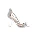 Jewel Badgley MIschka Heels: Slip-on Stilleto Cocktail Party Silver Shoes - Women's Size 9 - Open Toe