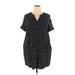 a.n.a. A New Approach Casual Dress - Shift V Neck Short sleeves: Black Print Dresses - Women's Size 2X-Large