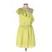 BCBGeneration Casual Dress - Mini V-Neck Short sleeves: Green Solid Dresses - Women's Size Large