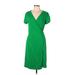 Lands' End Casual Dress - Wrap: Green Solid Dresses - Women's Size 10
