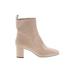 H&M Ankle Boots: Tan Print Shoes - Women's Size 39 - Almond Toe