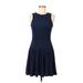 Tibi Casual Dress - A-Line Crew Neck Sleeveless: Blue Dresses - Women's Size 8