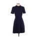 Draper James Casual Dress - A-Line High Neck Short sleeves: Blue Print Dresses - Women's Size Small