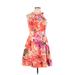 Elizabeth Casual Dress - A-Line High Neck Sleeveless: Orange Floral Dresses - Women's Size 10