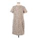 Ann Taylor Casual Dress - Shift: Tan Tweed Dresses - Women's Size 6