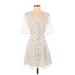 Wilfred Casual Dress - A-Line V-Neck Short sleeves: Ivory Polka Dots Dresses - Women's Size 0