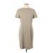 Lands' End Casual Dress - Sheath Crew Neck Short sleeves: Tan Print Dresses - Women's Size 10