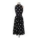 Lauren by Ralph Lauren Casual Dress - A-Line High Neck Sleeveless: Black Polka Dots Dresses - Women's Size 8