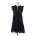 Sonoma Goods for Life Casual Dress - Party Tie Neck Sleeveless: Black Print Dresses - Women's Size Small